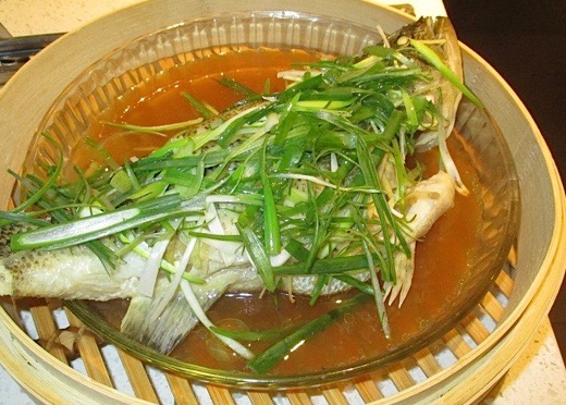 Steamed Fish with Green Onions